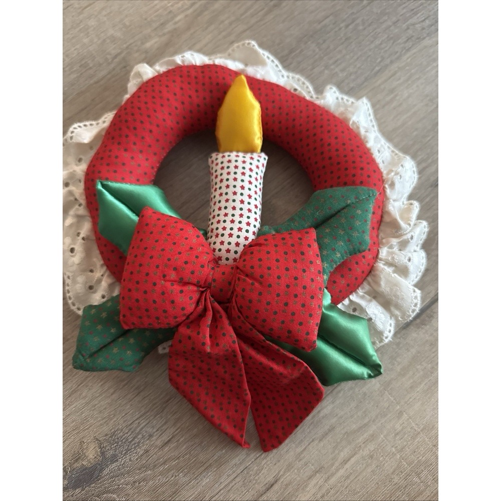 Vintage 9" Handcrafted Christmas Wreath Candle Ornament Hanger Grannycore